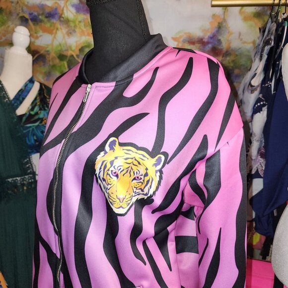 Pink and Black Tiger Print Women's Jacket - Picture 8 of 8